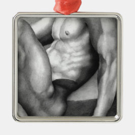 Weihnachtsverzierungs-feine Kunst Akt-Mannzeichnen Silbernes Ornament
