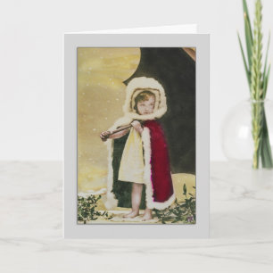 Weihnachtsvintage glücklicher Schneeschirm Feiertagskarte