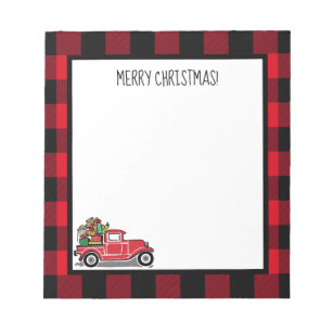 WeihnachtsVintager LKW spielt Büffel-Karo 5,5 x 6 Notizblock