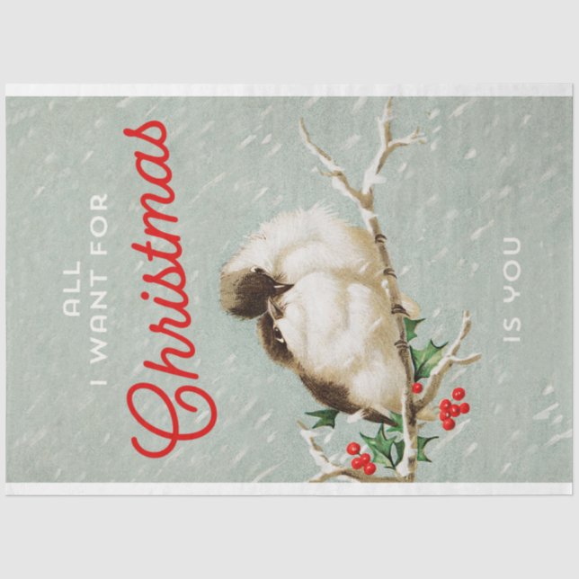 Weihnachtsvögel auf Zweig Seidenpapier (Vorderseite)