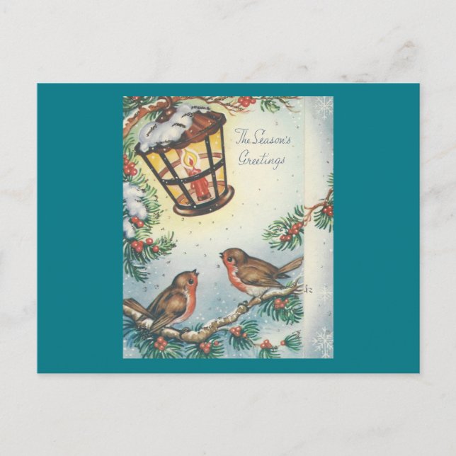 Weihnachtsvögel Feiertagspostkarte (Vorderseite)