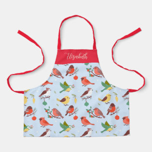 Weihnachtsvögel für Kinder personalisiert Schürze