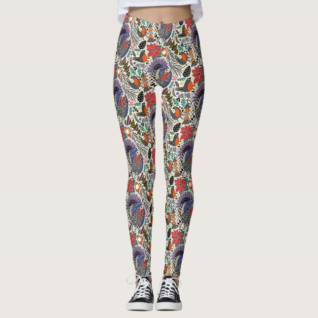 Weihnachtsvögel Leggings (Vorderseite)