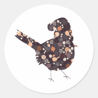 Weihnachtsvogel mit Muster Runder Aufkleber