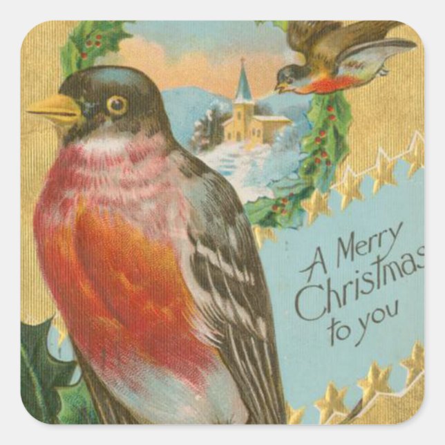 Weihnachtsvögel Quadratischer Aufkleber (Vorderseite)