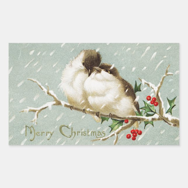 Weihnachtsvögel Rechteckiger Aufkleber (Vorderseite)