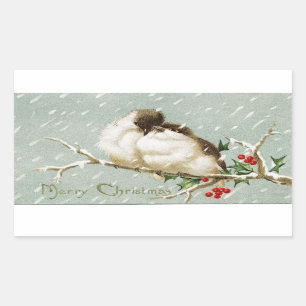 Weihnachtsvögel Rechteckiger Aufkleber