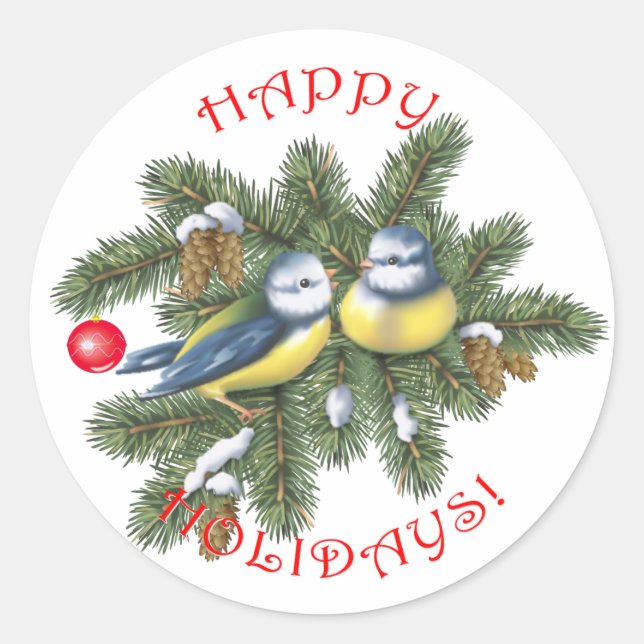 Weihnachtsvögel Runder Aufkleber (Vorderseite)
