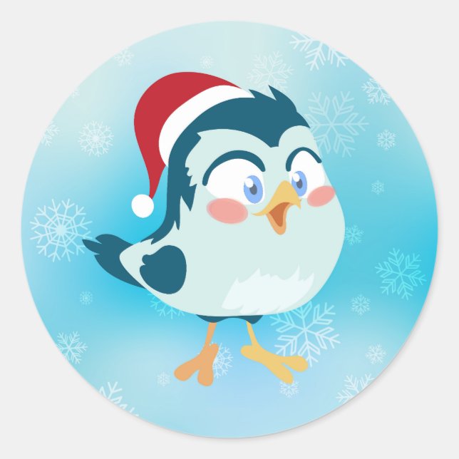 Weihnachtsvogel Runder Aufkleber (Vorderseite)
