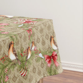 Weihnachtsvögel und Pinienbäume Tischdecke