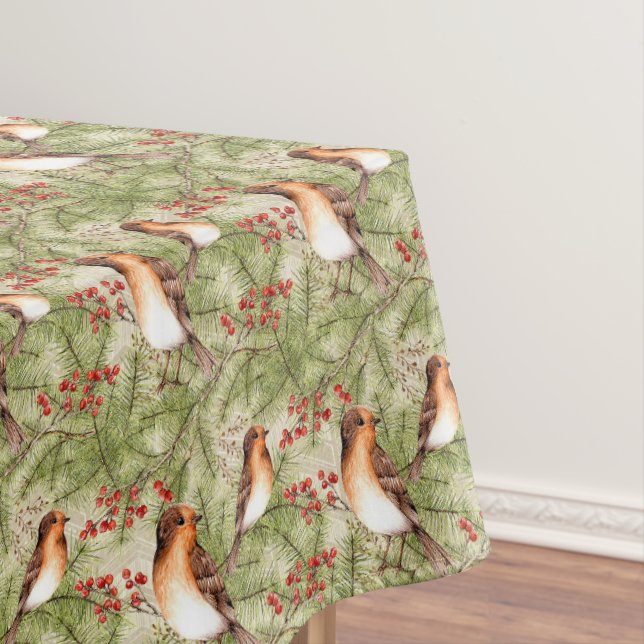 Weihnachtsvögel und Pinienbräute Tablecloth Tischdecke (Beispiel)