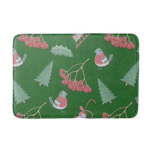 Weihnachtsvögel und Sleds Grün Badematte
