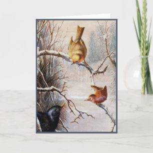Weihnachtsvögel Viktorianische Weihnachtskarte Karte