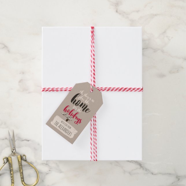 Weihnachtsvögel "Zuhause für den Urlaub" Persönlic Geschenkanhänger (Mit Garn)