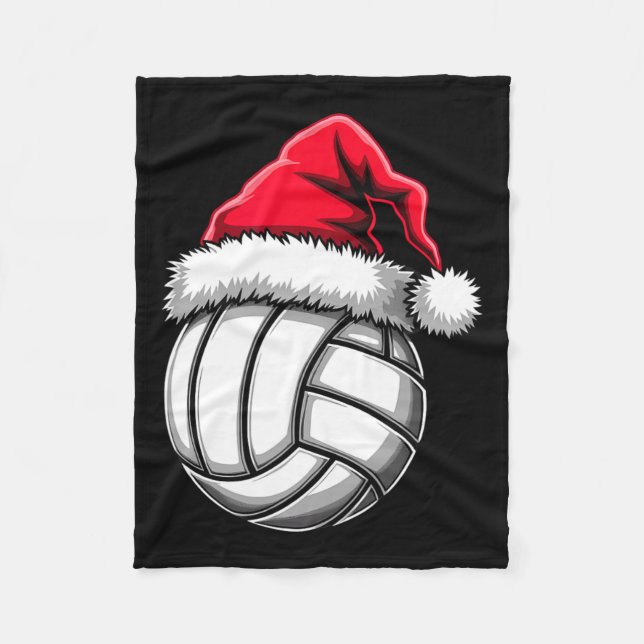 Weihnachtsvolleyball-Weihnachtsmannmütze 2 Fleecedecke (Vorderseite)
