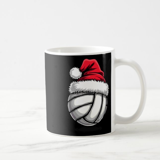Weihnachtsvolleyball-Weihnachtsmannmütze 3 Kaffeetasse (Rechts)