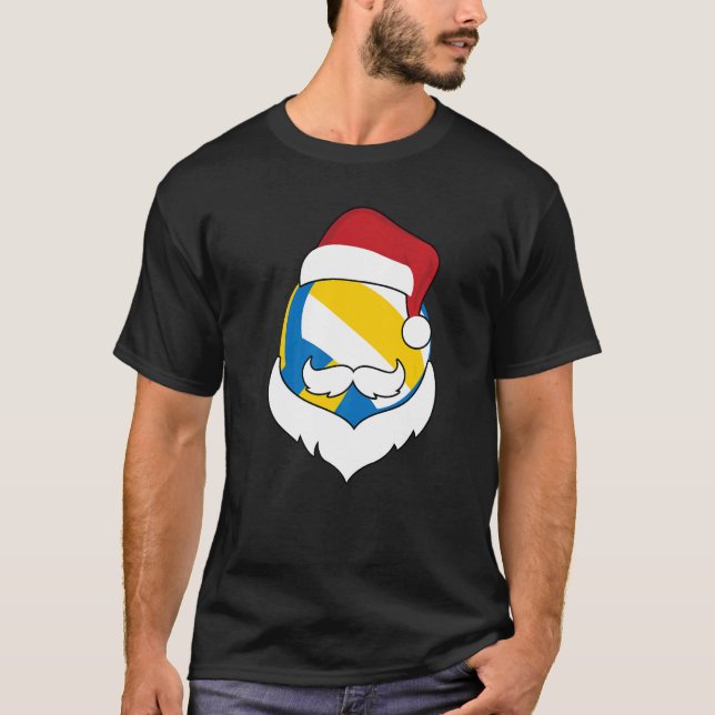 Weihnachtsvolleyball Weihnachtsmannmütze Bart Xmas T-Shirt (Vorderseite)