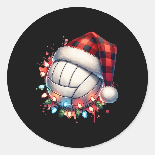 Weihnachtsvolleyball-Xmas-Volleyball-Spieler 1 Runder Aufkleber (Vorderseite)