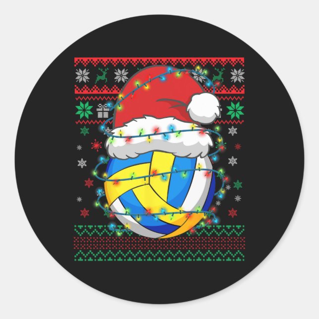 Weihnachtsvolleyball Xmas Weihnachtsmannschaft Runder Aufkleber (Vorderseite)