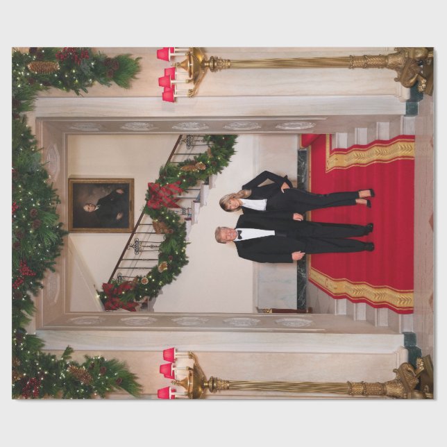 Weihnachtsvorbereitungen von Präsident Donald Trum Geschenkpapier (Flach)