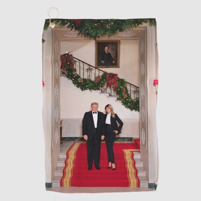 Weihnachtsvorbereitungen von Präsident Donald Trum Golfhandtuch (Vorderseite)