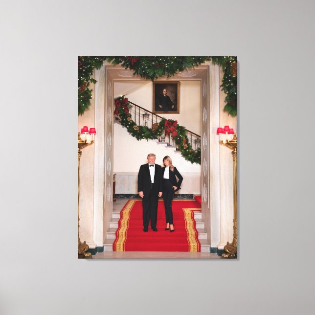 Weihnachtsvorbereitungen von Präsident Donald Trum Leinwanddruck (Vorderseite)