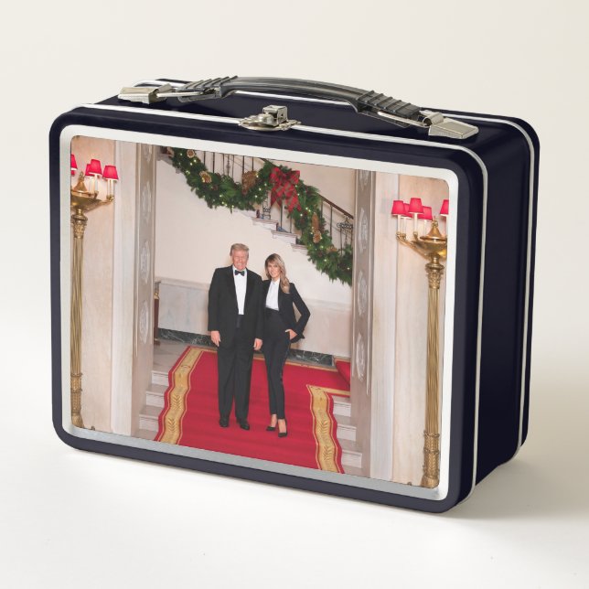 Weihnachtsvorbereitungen von Präsident Donald Trum Metall Brotdose (Vorderseite)