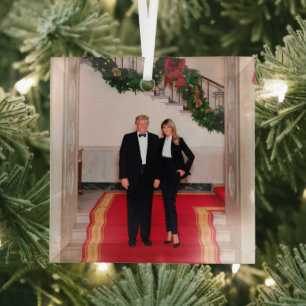 Weihnachtsvorbereitungen von Präsident Donald Trum Ornament Aus Glas