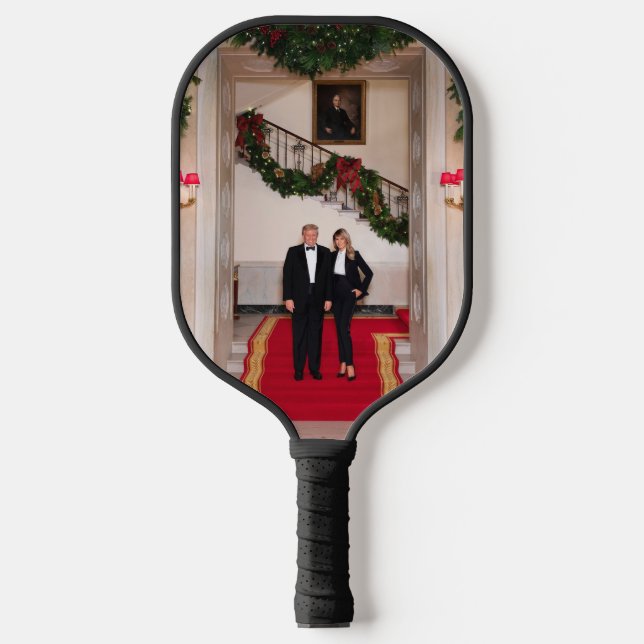 Weihnachtsvorbereitungen von Präsident Donald Trum Pickleball Schläger (Vorderseite)