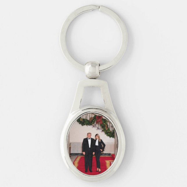Weihnachtsvorbereitungen von Präsident Donald Trum Schlüsselanhänger (Vorderseite)