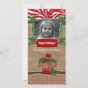 Weihnachtsvorlage Niedlich Cupcake Zebra Leopard Feiertagskarte
