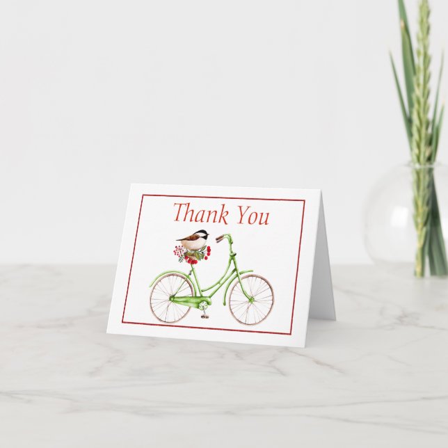 Weihnachtsvormittag Fahrrad Vielen Dank Dankeskarte (Vorderseite)
