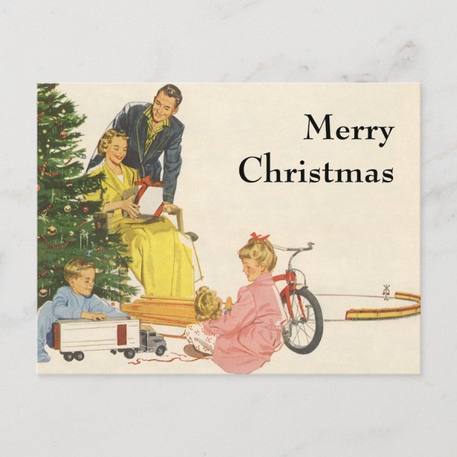 Weihnachtsvormittag, Familienfeierlichkeiten Feiertagspostkarte (Vorderseite)