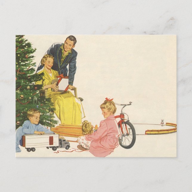 Weihnachtsvormittag, Familienfeierlichkeiten Feiertagspostkarte (Vorderseite)
