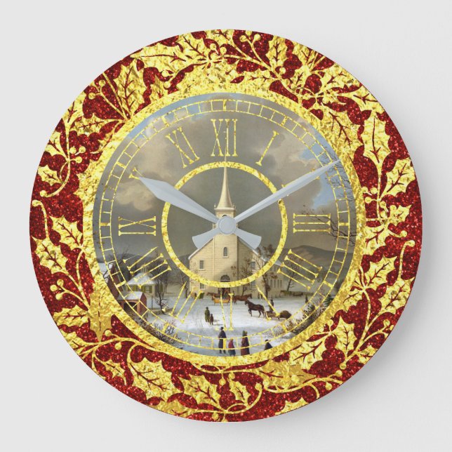 Weihnachtsvormittag Große Wanduhr (Vorderseite)
