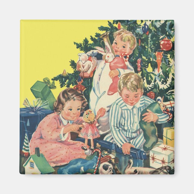 Weihnachtsvormittag, Kinder-Eröffnungsgeschenke Magnet (Vorne)
