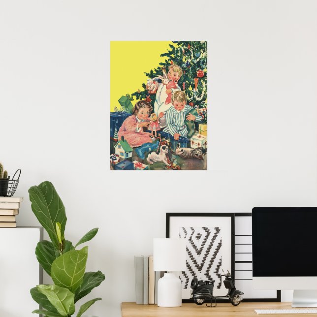 Weihnachtsvormittag, Kinder-Eröffnungsgeschenke Poster (Heimbüro)