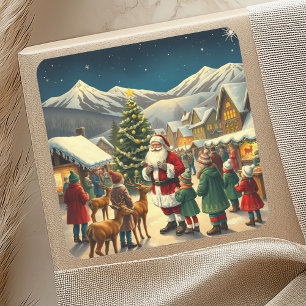 Weihnachtsvorstellung Quadratischer Aufkleber
