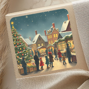 Weihnachtsvorstellung Quadratischer Aufkleber