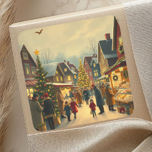 Weihnachtsvorstellung Quadratischer Aufkleber