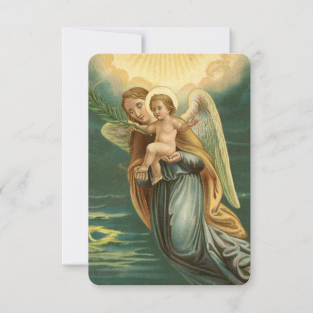 Weihnachtswächter Engel und Baby Jesus Einladung (Vorderseite)