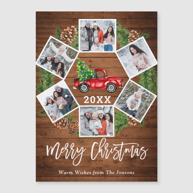 Weihnachtswagen 6 FOTO Magnetkarte (Vorderseite)