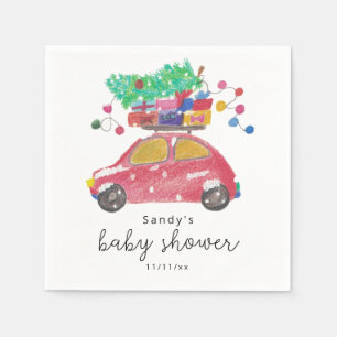 Weihnachtswagen - Babydusche Serviette