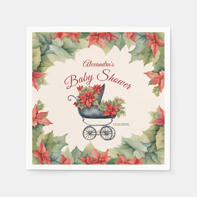 Weihnachtswagen Babydusche Serviette (Vorderseite)