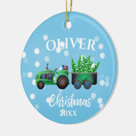 Weihnachtswagen Foto Niedlich Blue Kids Keramik Ornament