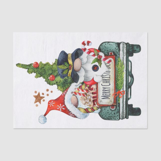 Weihnachtswagen Gnomes Seidenpapier (Vorderseite)