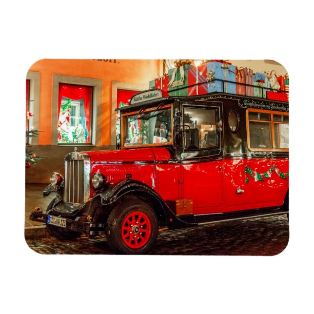 Weihnachtswagen mit Geschenken Magnet (Horizontal)