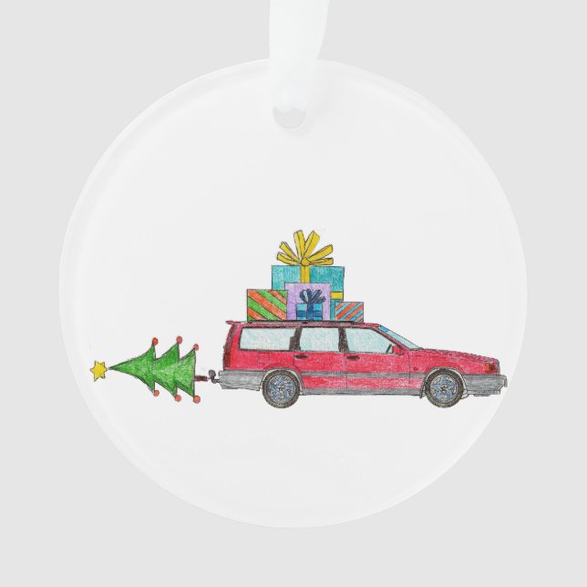 Weihnachtswagen mit Geschenken Ornament (Vorderseite)