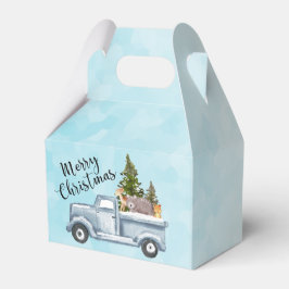 Weihnachtswagen mit Pinienbäumen und Waldtieren Geschenkschachtel