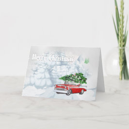 Weihnachtswagen mit Schnee Weihnachtsbäumen niedli Feiertagskarte